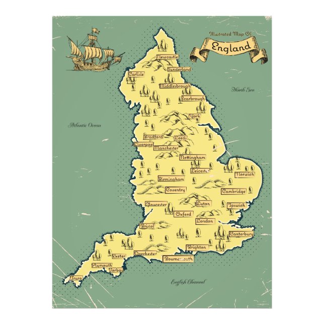 Foto Mapa ilustrado de viajes de Inglaterra (Frente)
