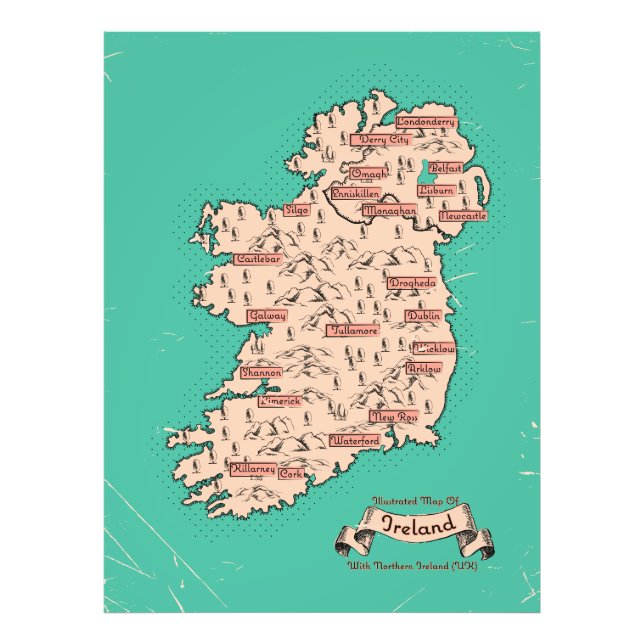 Foto Mapa ilustrado de viajes de Irlanda (Frente)