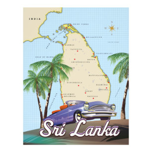 Foto Mapa ilustrado detallado de Sri Lanka
