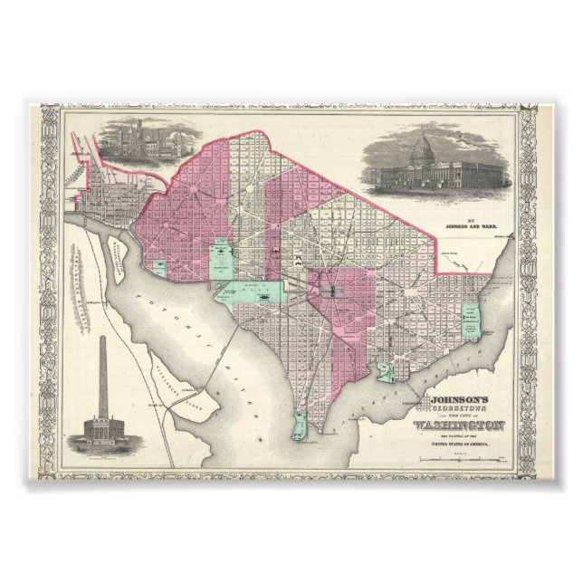 Foto Mapa Johnson de Washington D.C. 1866 (Frente)