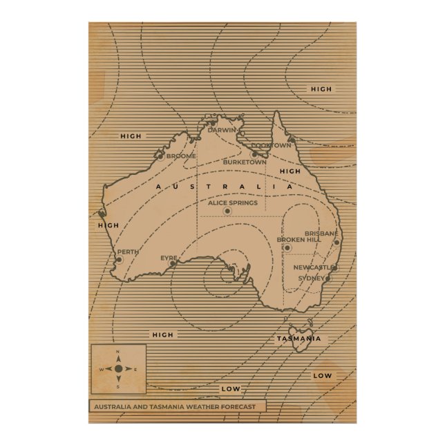 Foto Mapa meteorológico antiguo de Australia (Frente)