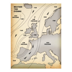 Foto Mapa meteorológico antiguo de las Islas Británicas