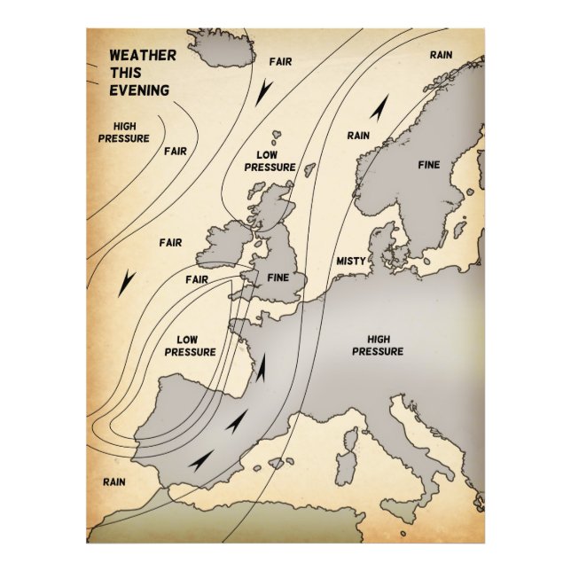 Foto Mapa meteorológico antiguo de las Islas Británicas (Frente)