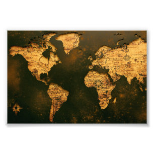 Foto Mapa Mundial Antiguo Arte de Cartografía Antigua