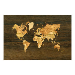 Foto Mapa mundial de madera