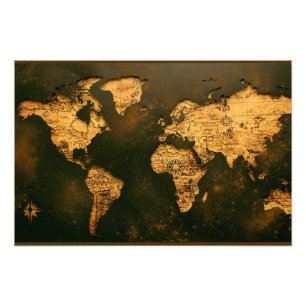 Foto Mapa Mundial Vintage Arte de Cartografía Antigua