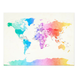 Foto Mapa político de Acuarela del mundo
