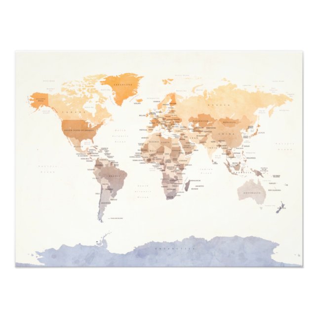 Foto Mapa político de las acuarelas del mundo (Frente)