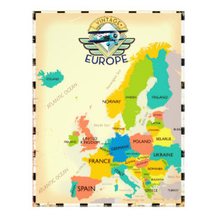 Foto Mapa Retro De Europa.