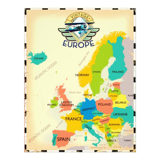 Foto Mapa Retro De Europa. (Frente)