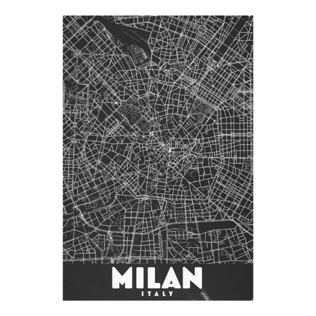 Foto Mapa Retro de Milán Italia (Frente)