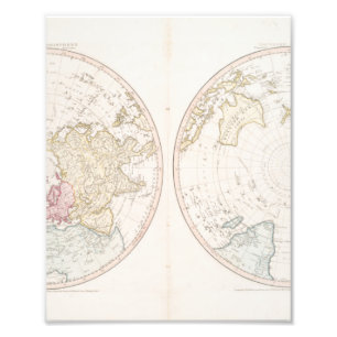 Foto Mapa temprano 1790 de hemisferios meridionales