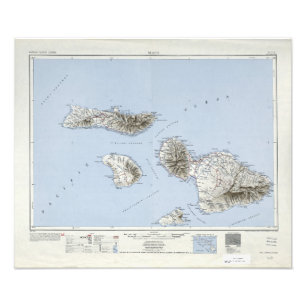 Foto Mapa topográfico de Maui Hawaii