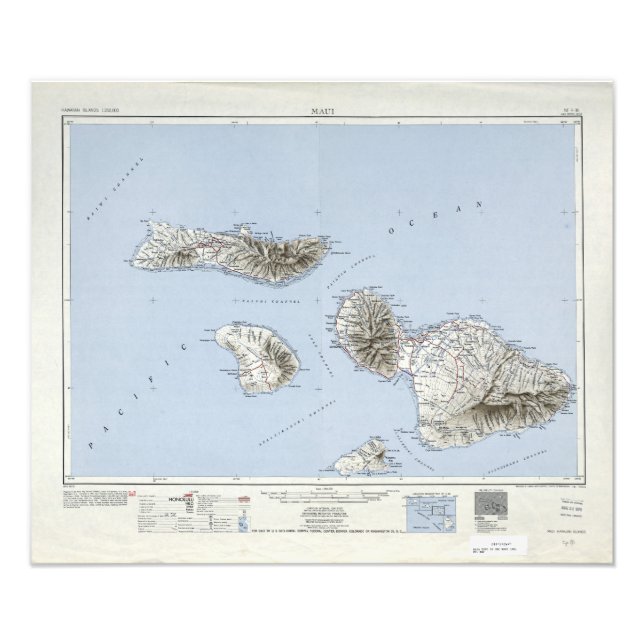 Foto Mapa topográfico de Maui Hawaii (Frente)