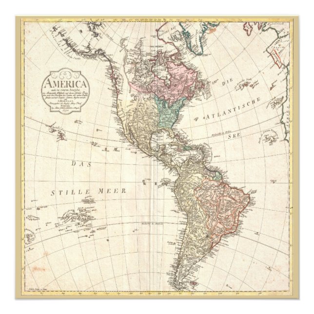 Foto Mapa Vintage de las Américas de 1796 (Frente)