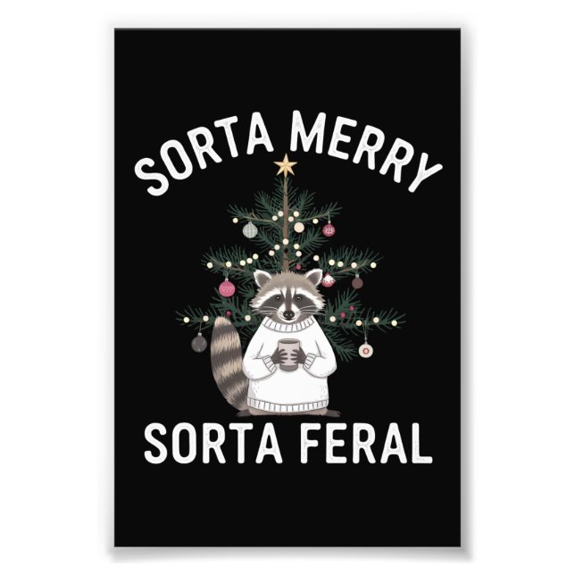 Foto Mapache de Navidad Medio Alegre Medio Feral Navida (Frente)