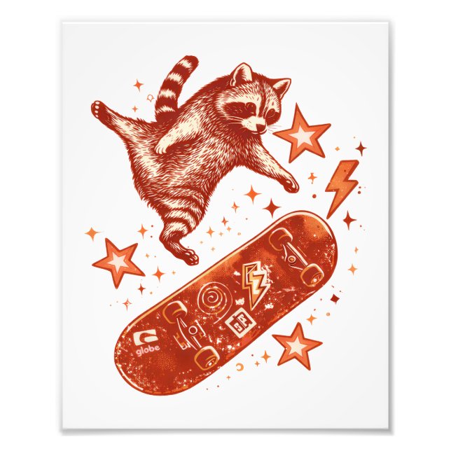Foto Mapache Skateboard Estilo Y2K 90s (Frente)