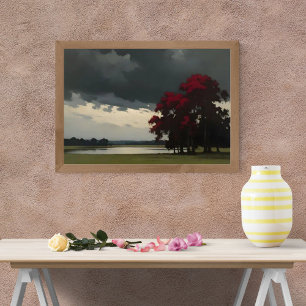 Foto Maple rojo vibrante por lago tranquilo