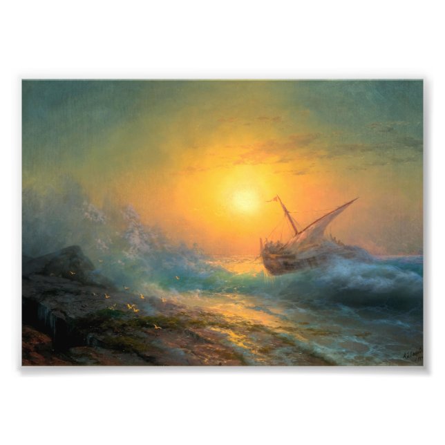 Foto Mar de la tormenta al atardecer, Aivazovsky (Frente)