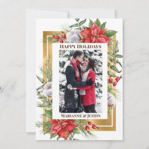 Foto Marco de Navidad Dorado Floral Personalizado 