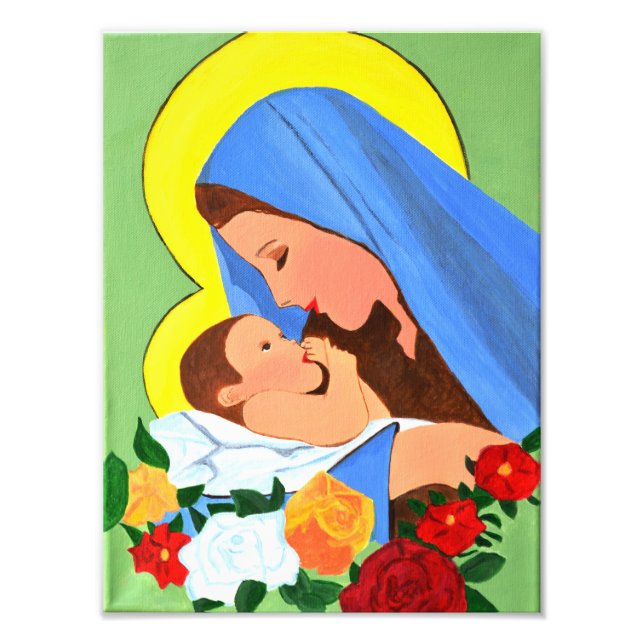 Foto María y un niño Jesús impreso (Frente)