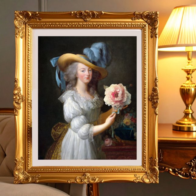 Foto Marie Antoinette con peonía rosa (Marie Antoinette with a pink peony flower
)