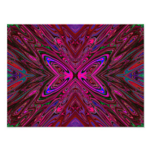 Foto Mariposa abstracta rosa caliente, roja y azul aluc