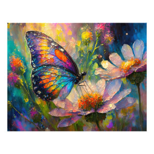 Foto Mariposa Colorida y Flores Silvestres al Amanecer