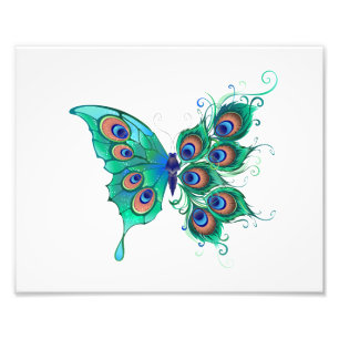 Foto Mariposa con plumas de pavo real verde
