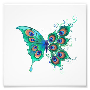 Foto Mariposa con plumas de pavo real verde