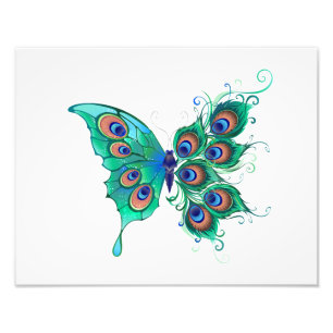 Foto Mariposa con plumas de pavo real verde