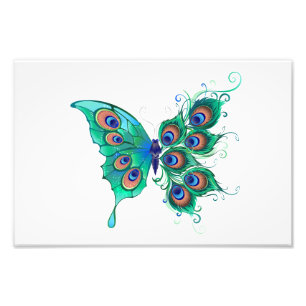 Foto Mariposa con plumas de pavo real verde