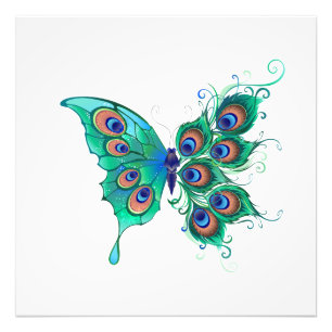Foto Mariposa con plumas de pavo real verde