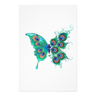 Foto Mariposa con plumas de pavo real verde