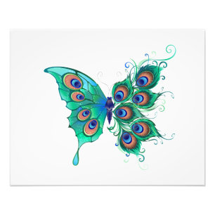 Foto Mariposa con plumas de pavo real verde