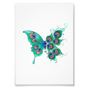 Foto Mariposa con plumas de pavo real verde