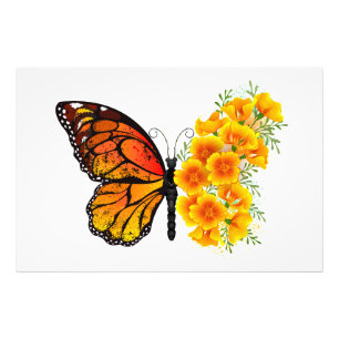 Foto Mariposa de flores con amapola amarilla de Califor