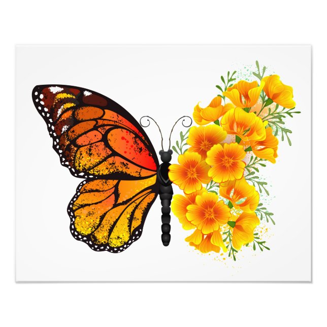 Foto Mariposa de flores con amapola amarilla de Califor (Frente)