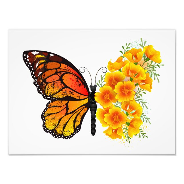 Foto Mariposa de flores con amapola amarilla de Califor (Frente)