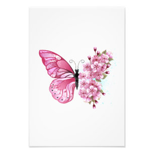 Foto Mariposa de flores con Sakura rosa