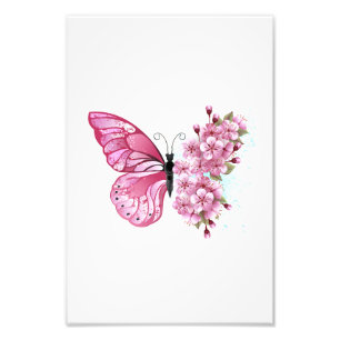 Foto Mariposa de flores con Sakura rosa