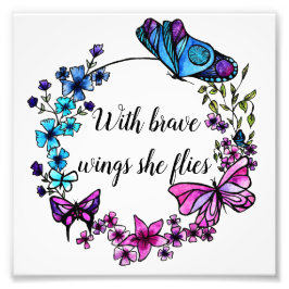 Foto Mariposa y flores León personalizado cita o nombre