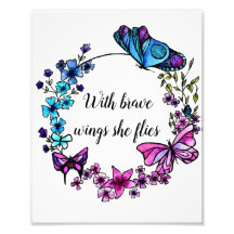 Mariposa y flores León personalizado cita o nombre