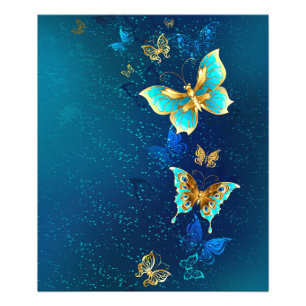 Foto Mariposas doradas sobre fondo azul