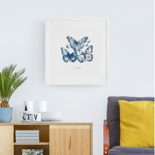 Foto Mariposas en azul Delft, personalizable