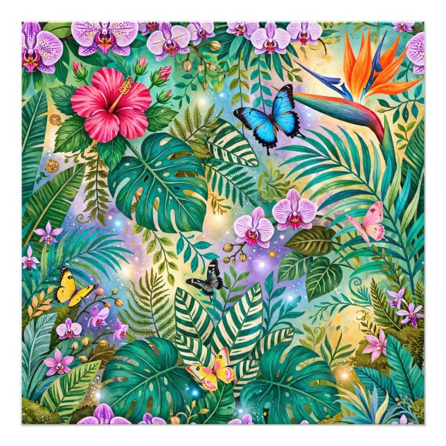 Foto Mariposas Flores Fantasía Selvática Alegre (Frente)