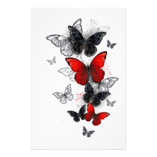 Foto Mariposas Morpho voladoras negras y rojas
