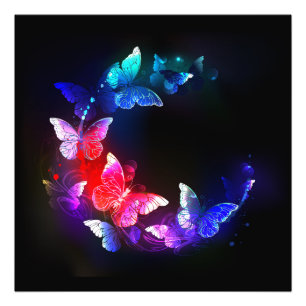 Foto Mariposas nocturnas de neón brillante sobre fondo 