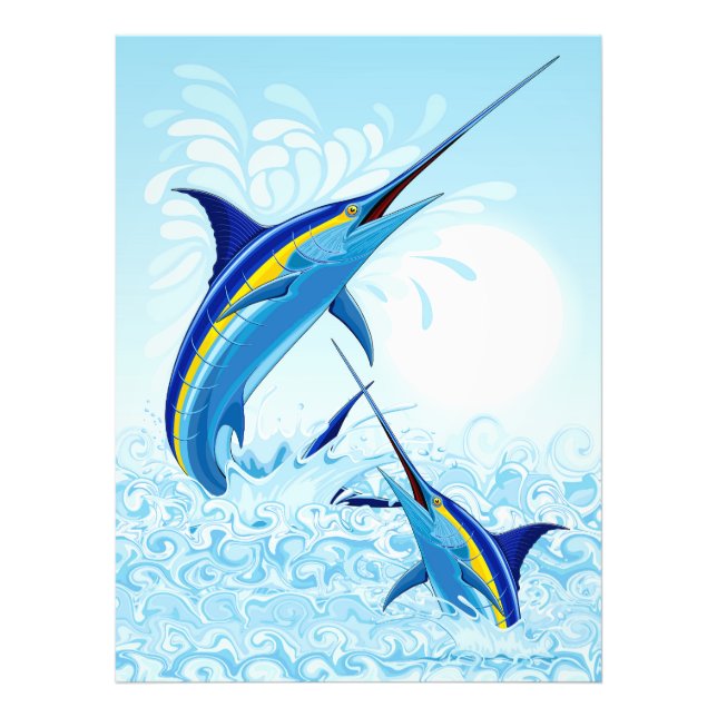 Foto Marlín Azul Saltando fuera del Océano (Frente)