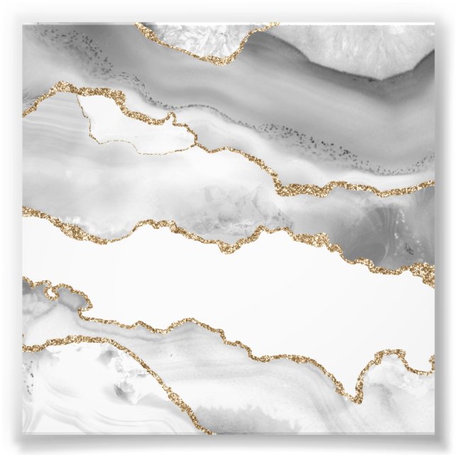 Foto Mármol Blanco Gris Ágata Refined Brillo Dorado (Frente)